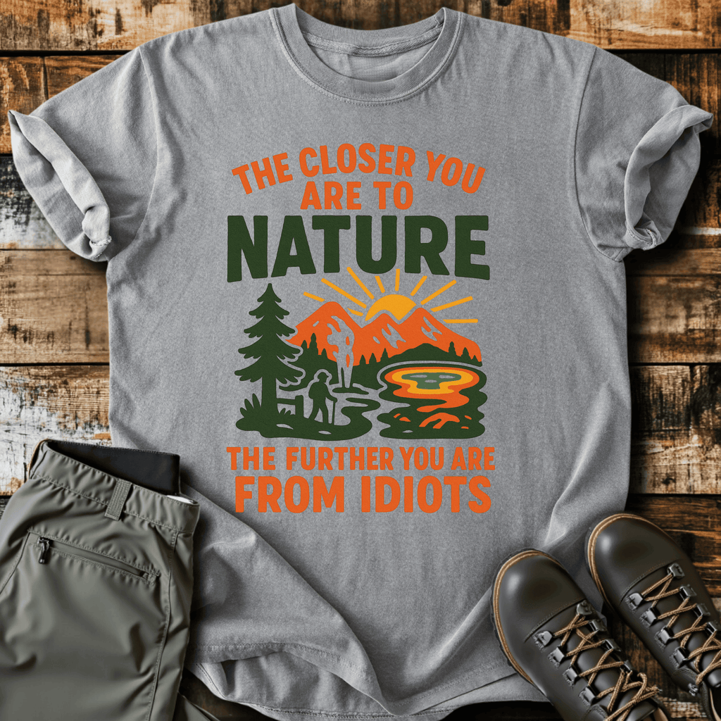 Far From Idiots T-Shirt - Funny Hiking Graphic Tee - Gift for Hikers - Unisex