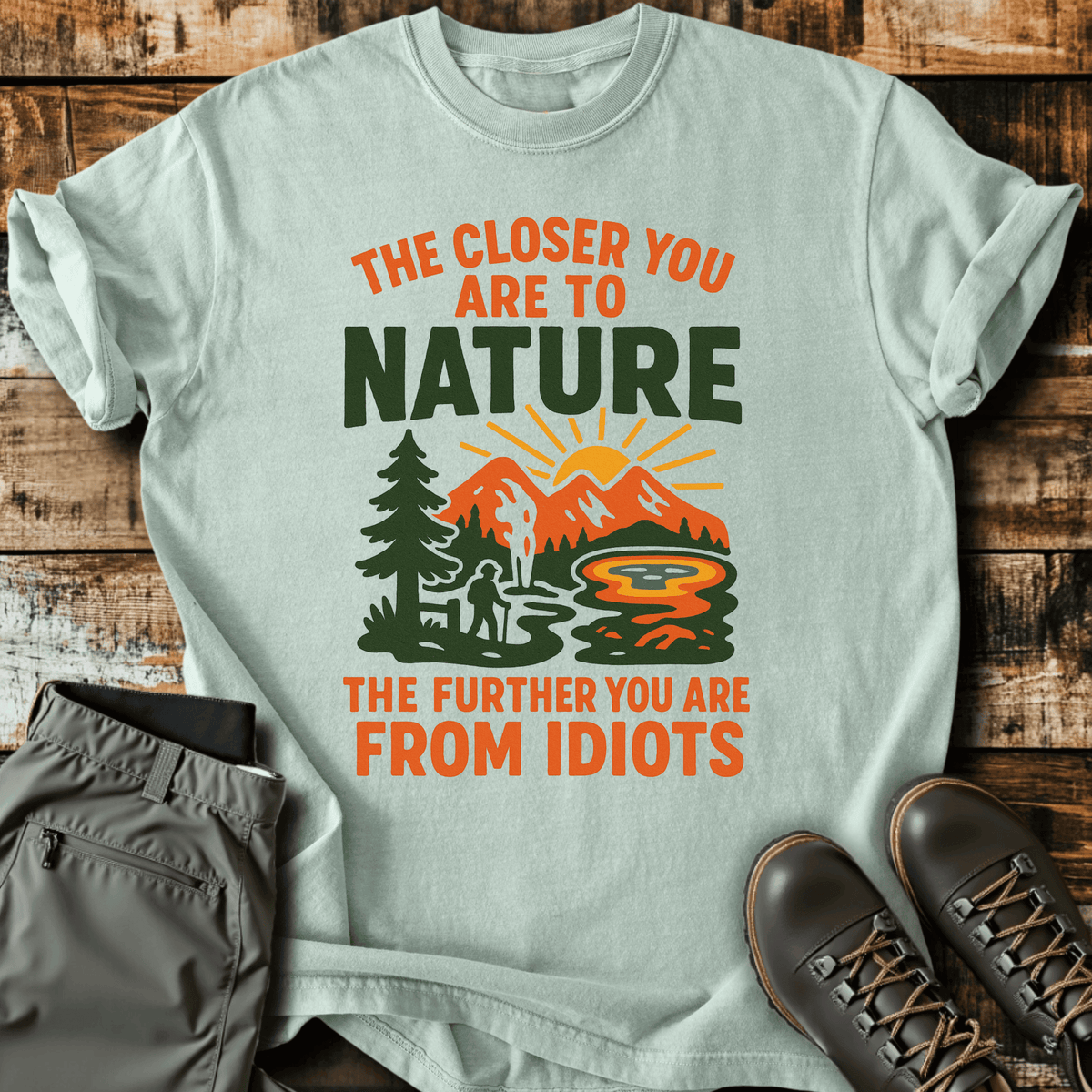 Far From Idiots T-Shirt - Funny Hiking Graphic Tee - Gift for Hikers - Unisex