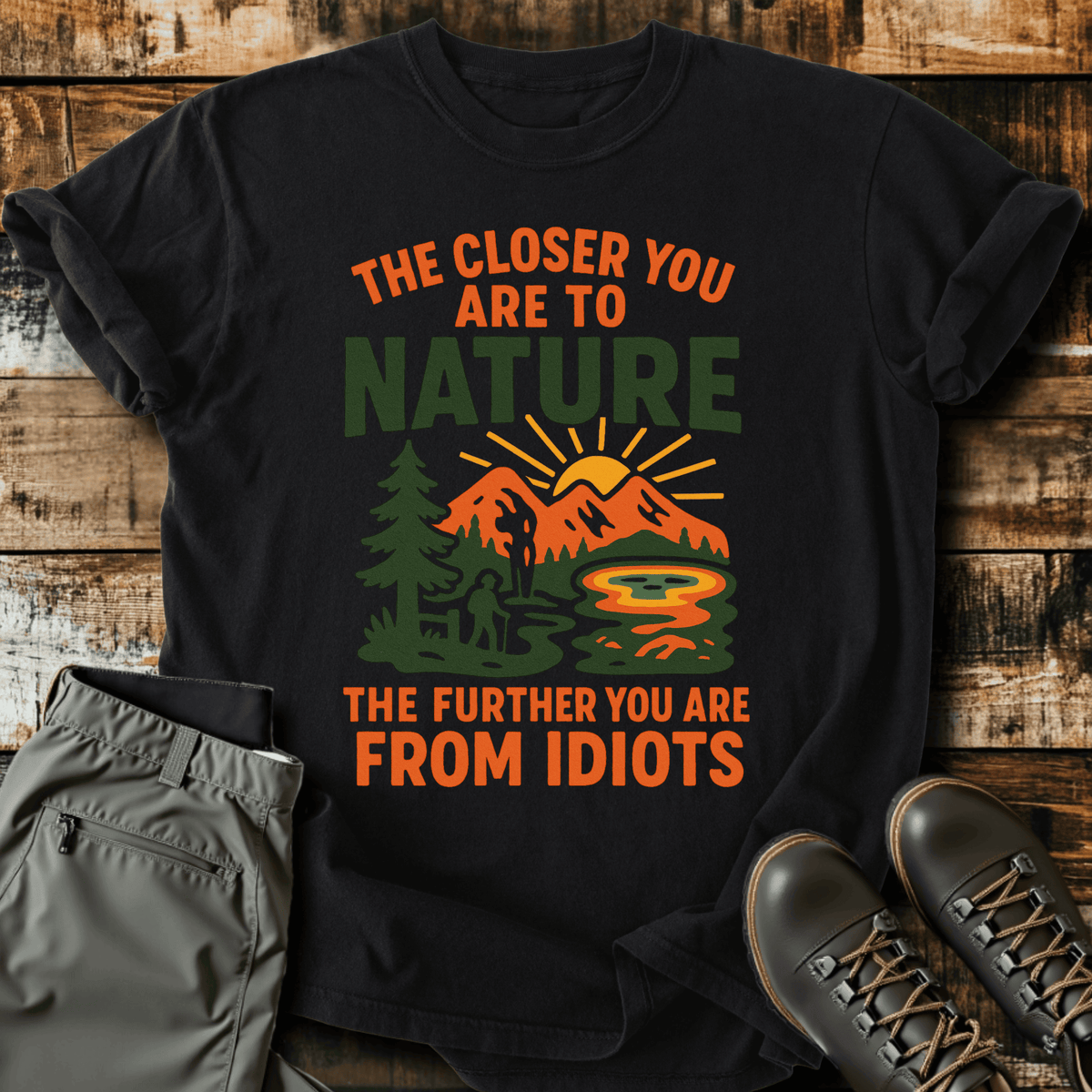 Far From Idiots T-Shirt - Funny Hiking Graphic Tee - Gift for Hikers - Unisex
