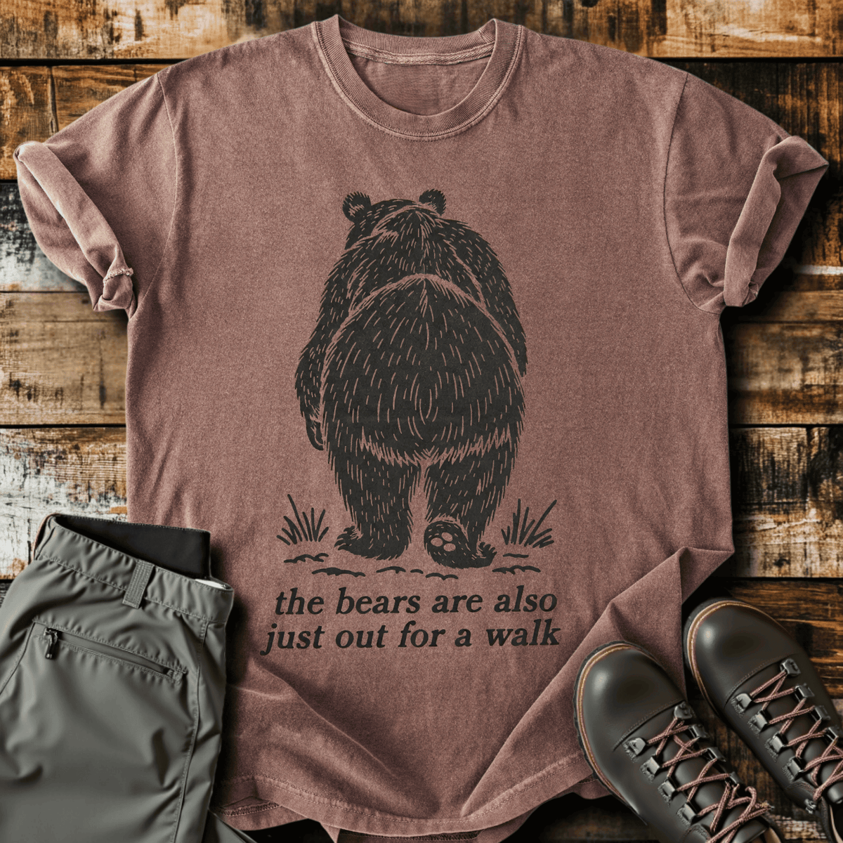 Bears Walk Too T-Shirt - Funny Hiking Graphic Tee - Gift for Hikers - Unisex