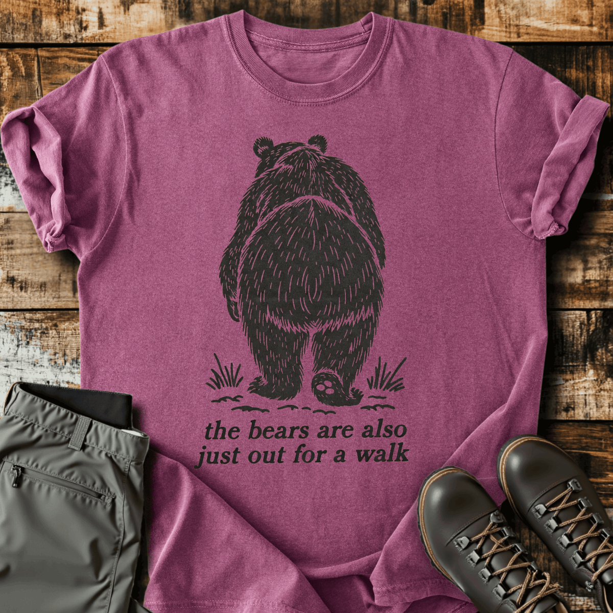 Bears Walk Too T-Shirt - Funny Hiking Graphic Tee - Gift for Hikers - Unisex