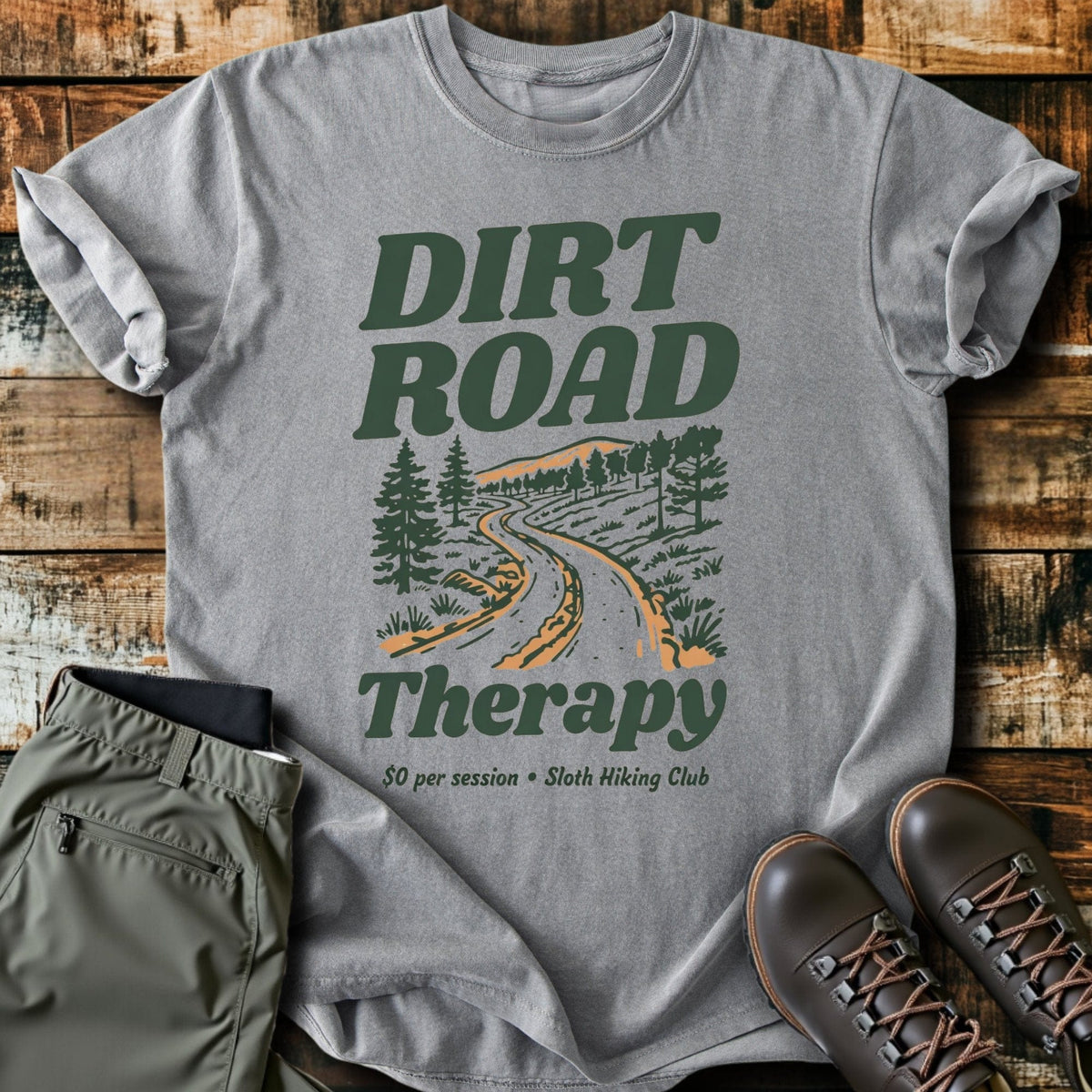 Dirt Road Therapy T-Shirt - Funny Hiking Graphic Tee - Gift for Hikers - Unisex