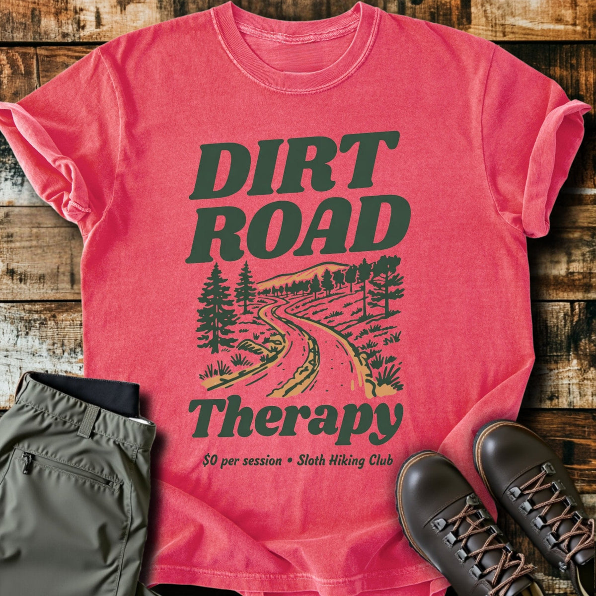 Dirt Road Therapy T-Shirt - Funny Hiking Graphic Tee - Gift for Hikers - Unisex
