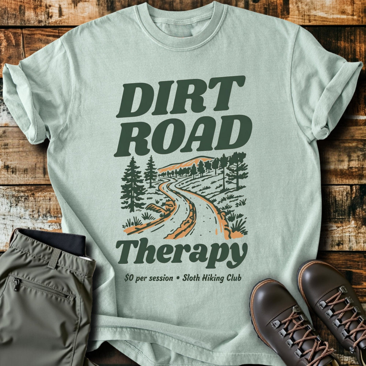 Dirt Road Therapy T-Shirt - Funny Hiking Graphic Tee - Gift for Hikers - Unisex