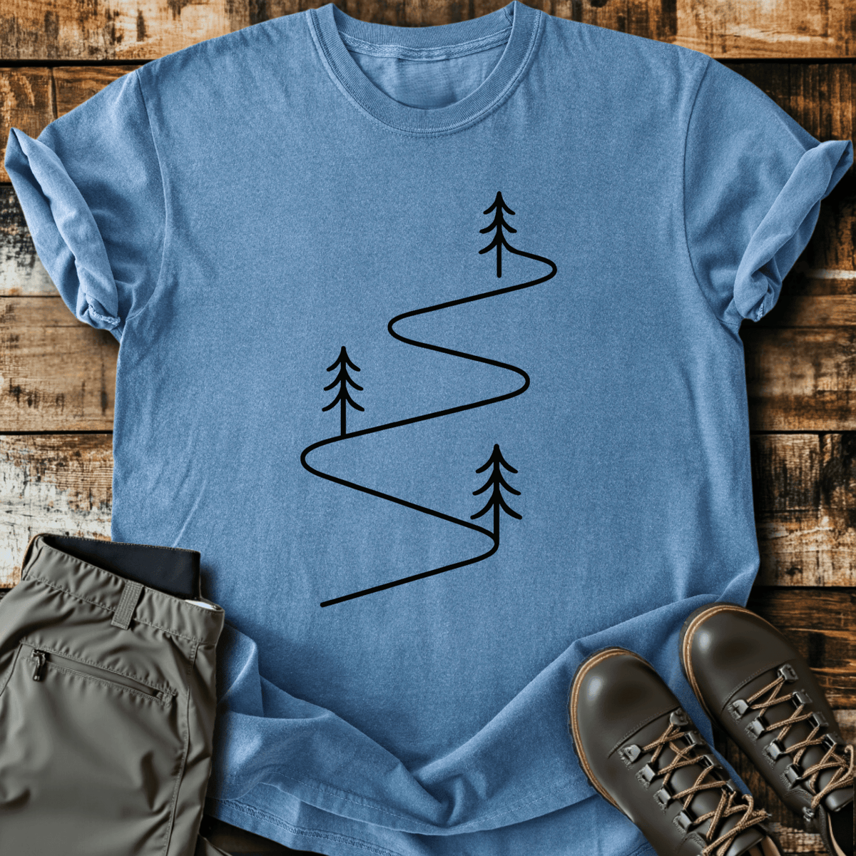 Downhill T-Shirt - Funny Hiking Graphic Tee - Gift for Hikers - Unisex