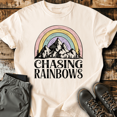 Chasing Rainbows T-Shirt - Funny Hiking Graphic Tee - Gift for Hikers - Unisex