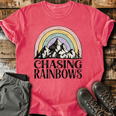 Chasing Rainbows T-Shirt - Funny Hiking Graphic Tee - Gift for Hikers - Unisex