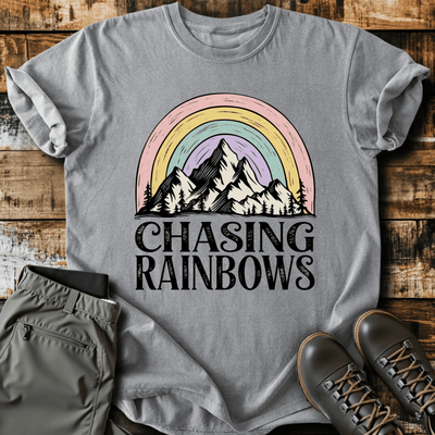 Chasing Rainbows T-Shirt - Funny Hiking Graphic Tee - Gift for Hikers - Unisex