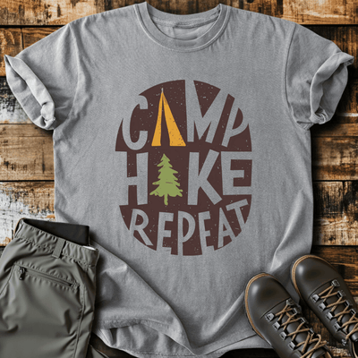 Camp Hike Repeat T-Shirt - Graphic Tee - Gift for Hikers - Unisex