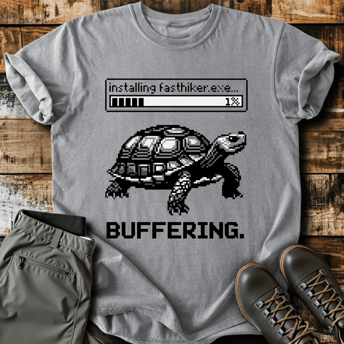 Buffering T-Shirt - Funny Hiking Graphic Tee - Gift for Hikers - Unisex