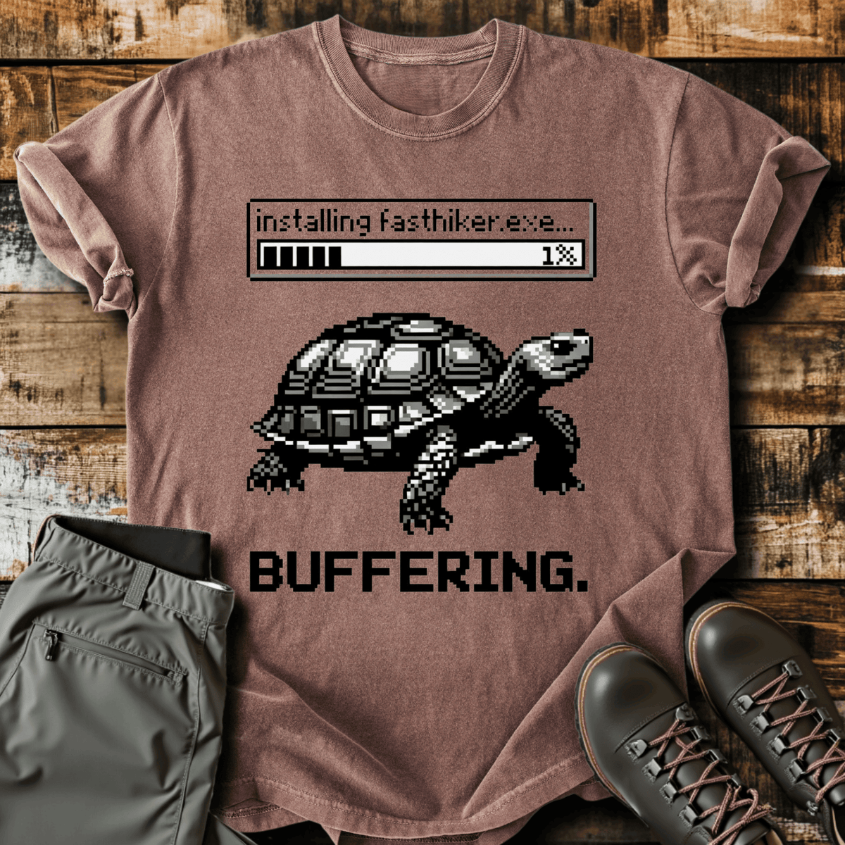 Buffering T-Shirt - Funny Hiking Graphic Tee - Gift for Hikers - Unisex