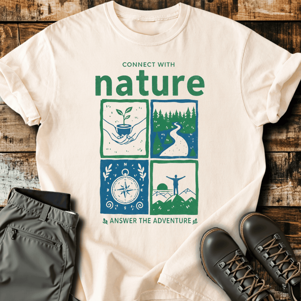 Connect With Nature T-Shirt - Funny Hiking Graphic Tee - Gift for Hikers - Unisex