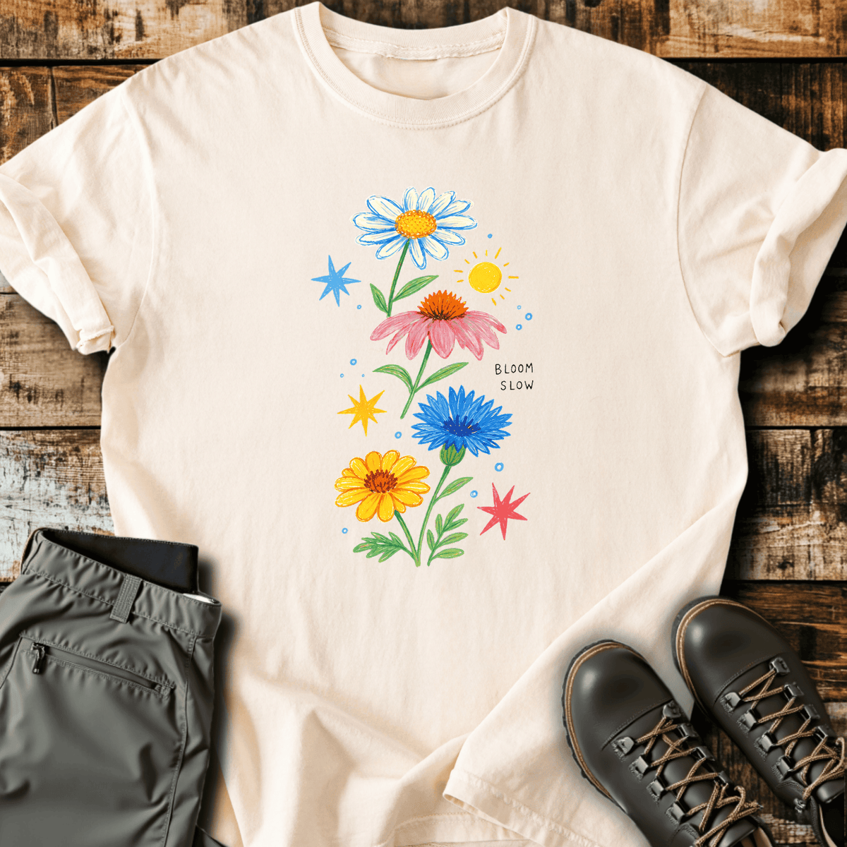 Bloom Slow T-Shirt - Funny Hiking Graphic Tee - Gift for Hikers - Unisex