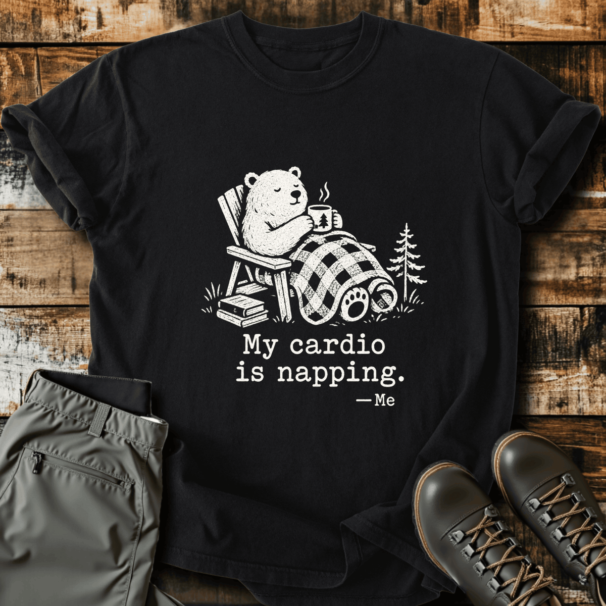 Cardio Is Napping T-Shirt - Funny Hiking Graphic Tee - Gift for Hikers - Unisex