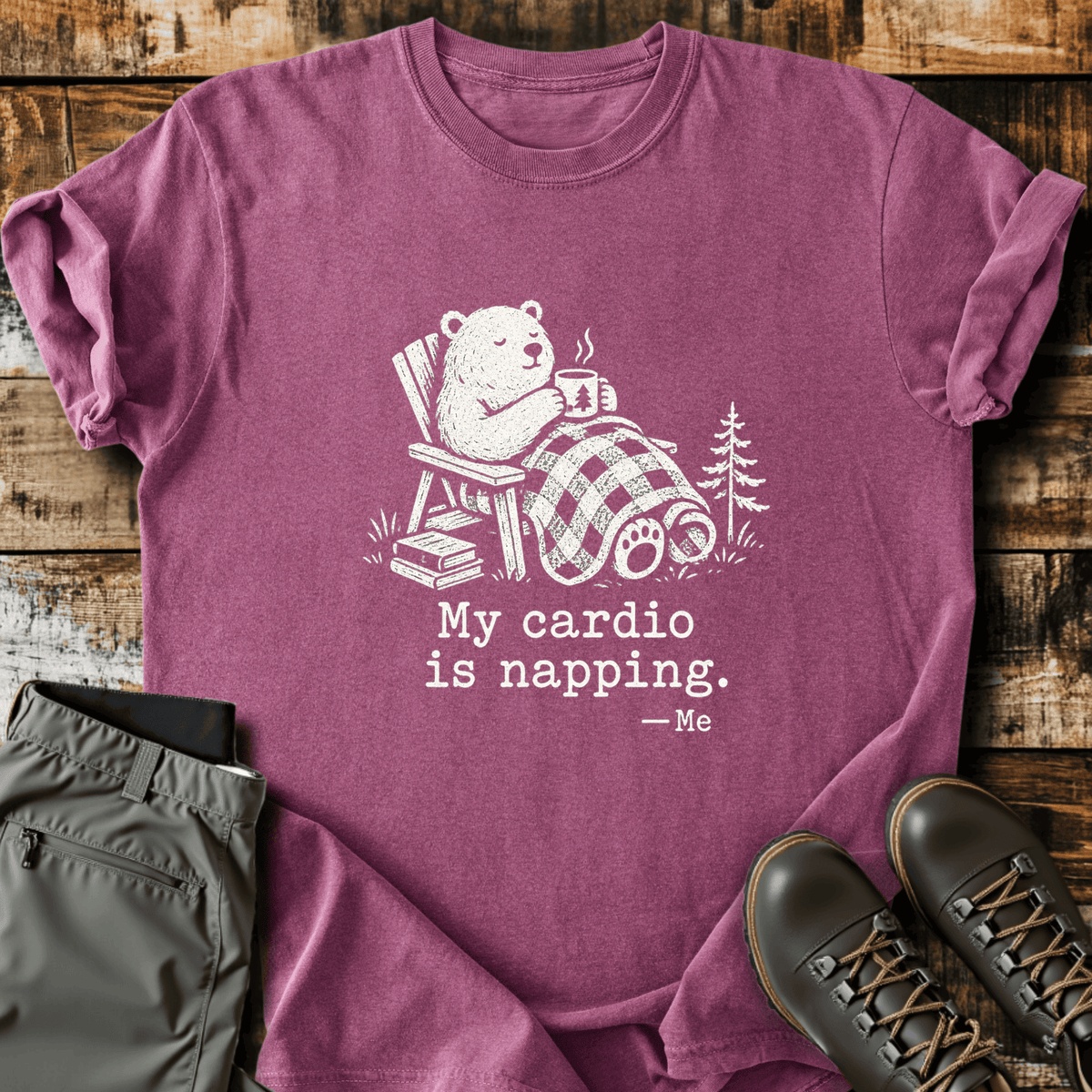 Cardio Is Napping T-Shirt - Funny Hiking Graphic Tee - Gift for Hikers - Unisex