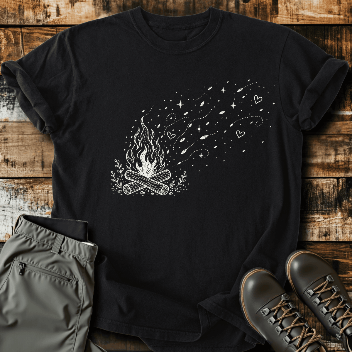 Fire Crackling T-Shirt - Funny Hiking Graphic Tee - Gift for Hikers - Unisex
