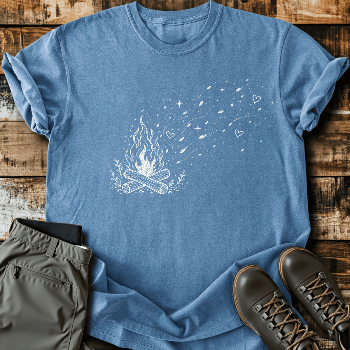 Fire Crackling T-Shirt - Funny Hiking Graphic Tee - Gift for Hikers - Unisex