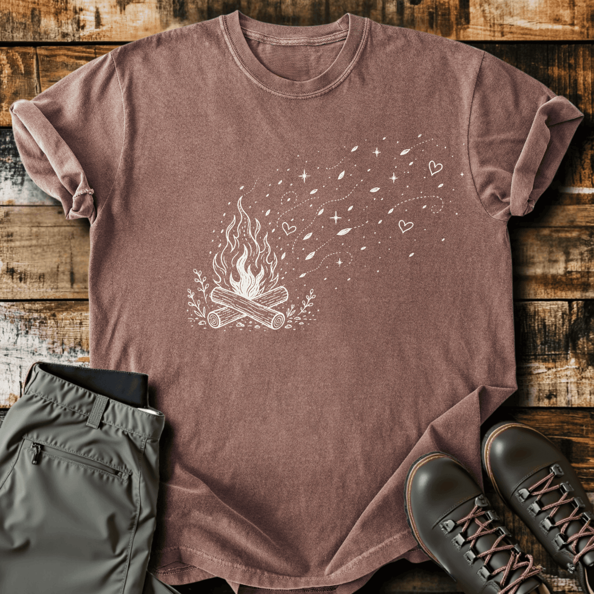 Fire Crackling T-Shirt - Funny Hiking Graphic Tee - Gift for Hikers - Unisex