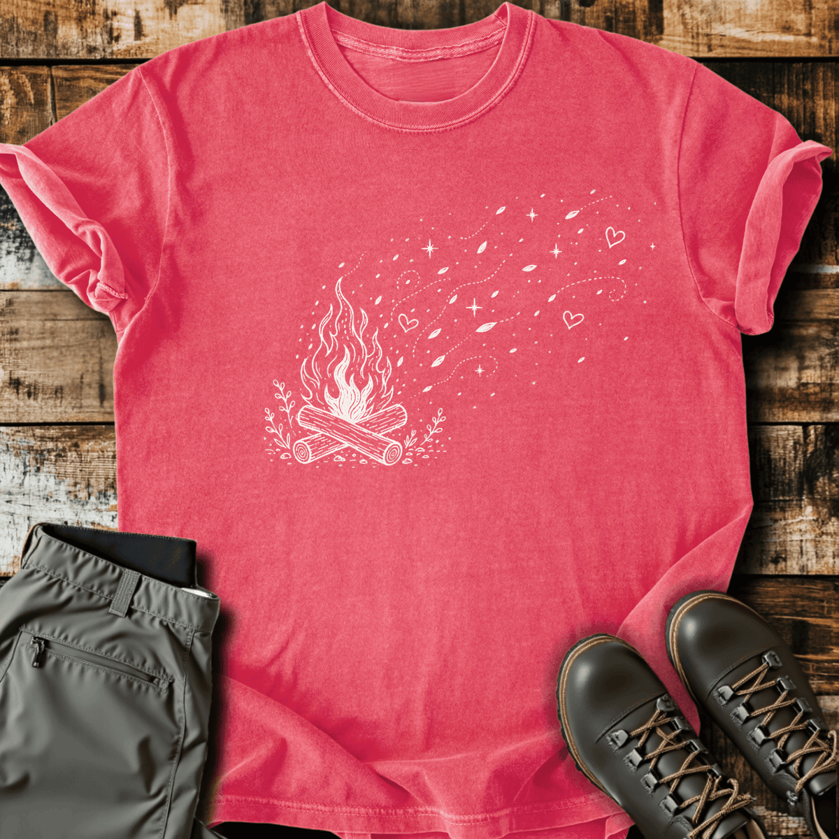 Fire Crackling T-Shirt - Funny Hiking Graphic Tee - Gift for Hikers - Unisex