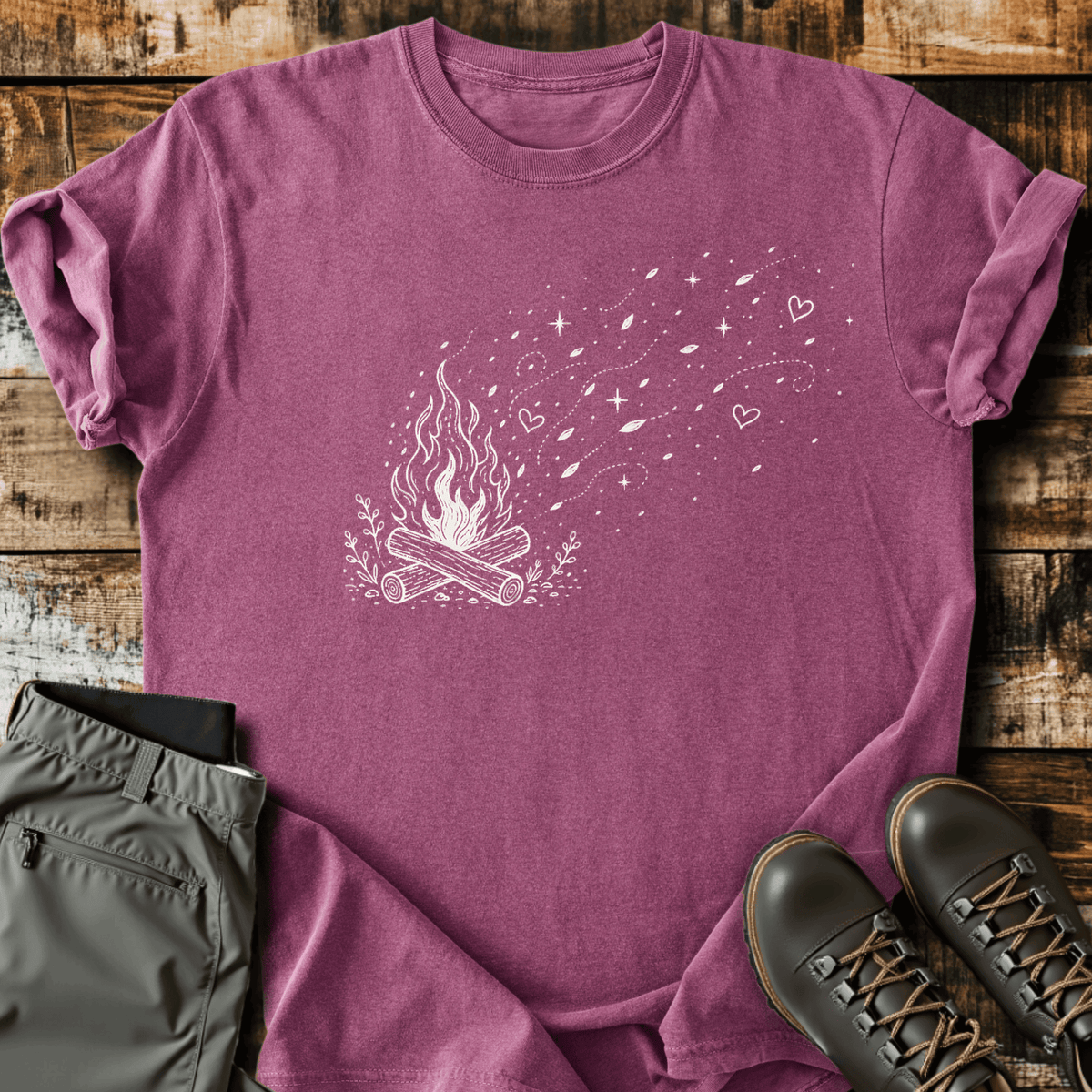 Fire Crackling T-Shirt - Funny Hiking Graphic Tee - Gift for Hikers - Unisex