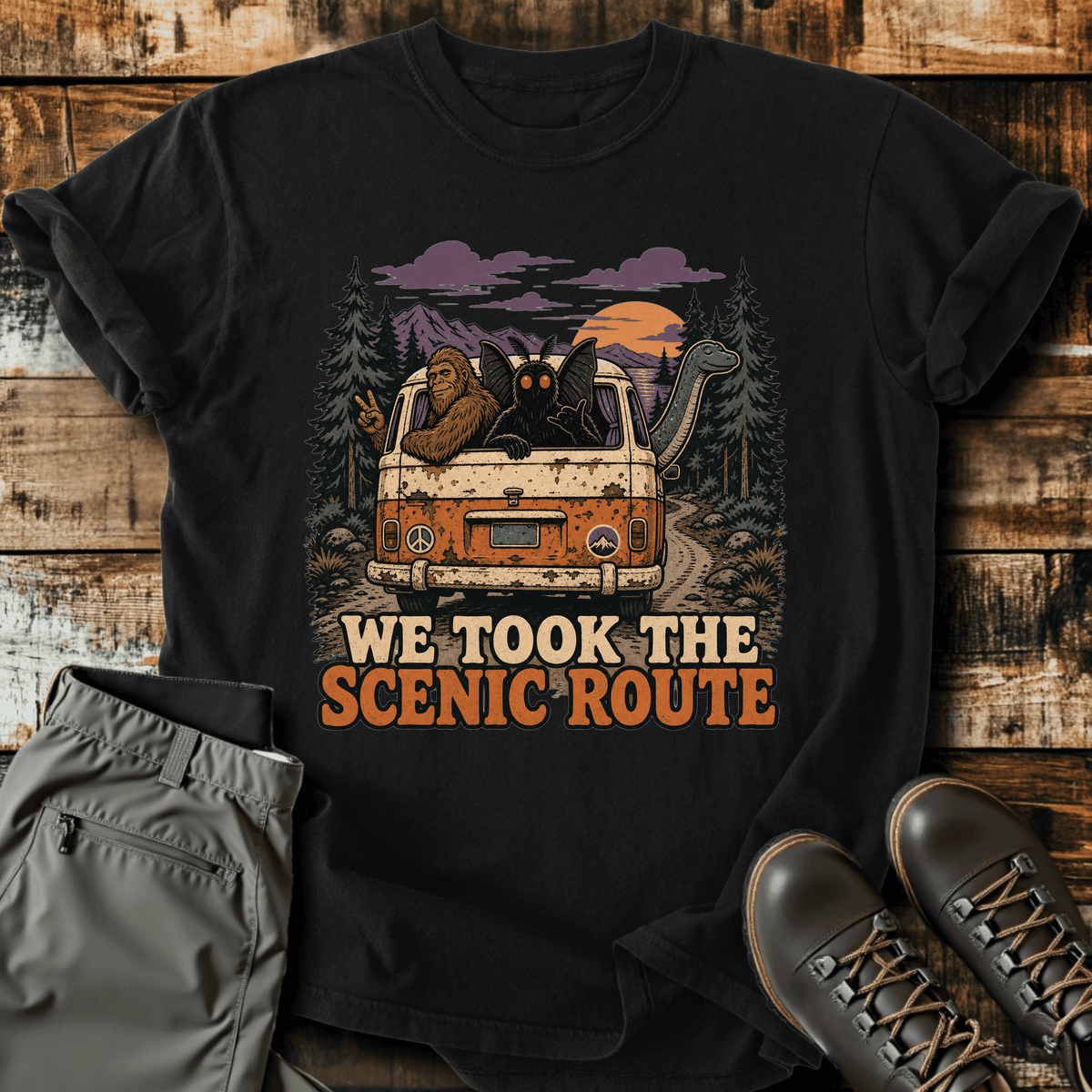 Cryptid Carpool T-Shirt Funny Hiking Shirt