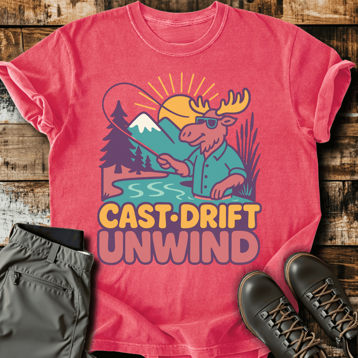 Cast & Drift T-Shirt - Funny Hiking Graphic Tee - Gift for Hikers - Unisex