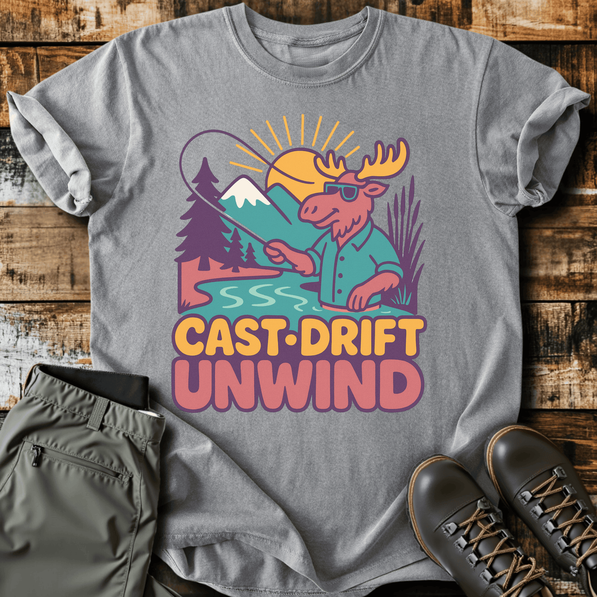 Cast & Drift T-Shirt - Funny Hiking Graphic Tee - Gift for Hikers - Unisex