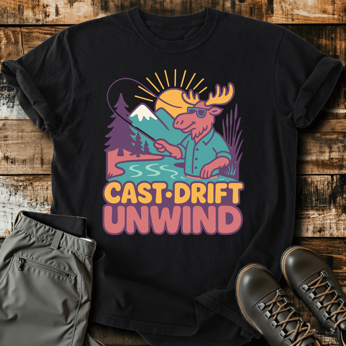 Cast & Drift T-Shirt - Funny Hiking Graphic Tee - Gift for Hikers - Unisex