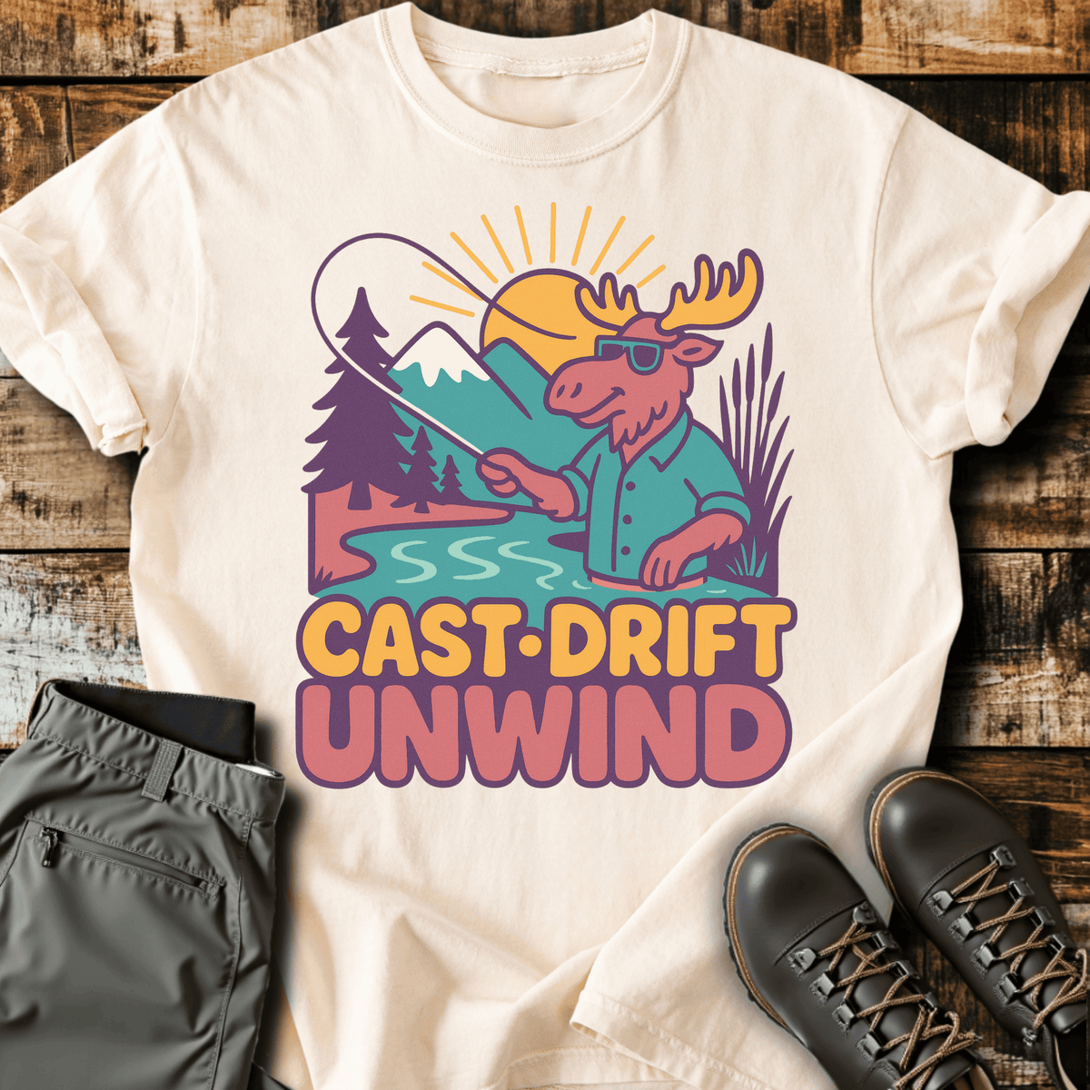 Cast & Drift T-Shirt - Funny Hiking Graphic Tee - Gift for Hikers - Unisex
