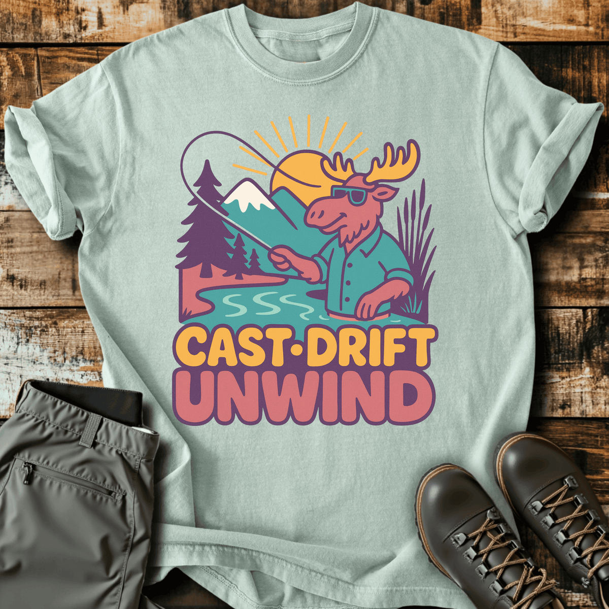 Cast & Drift T-Shirt - Funny Hiking Graphic Tee - Gift for Hikers - Unisex