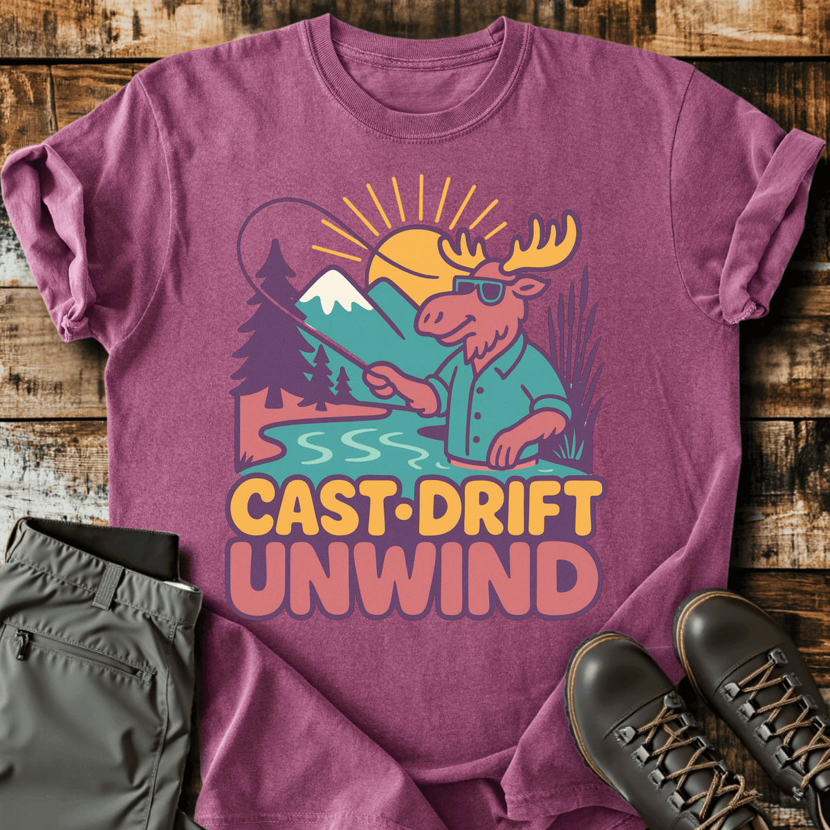 Cast & Drift T-Shirt - Funny Hiking Graphic Tee - Gift for Hikers - Unisex
