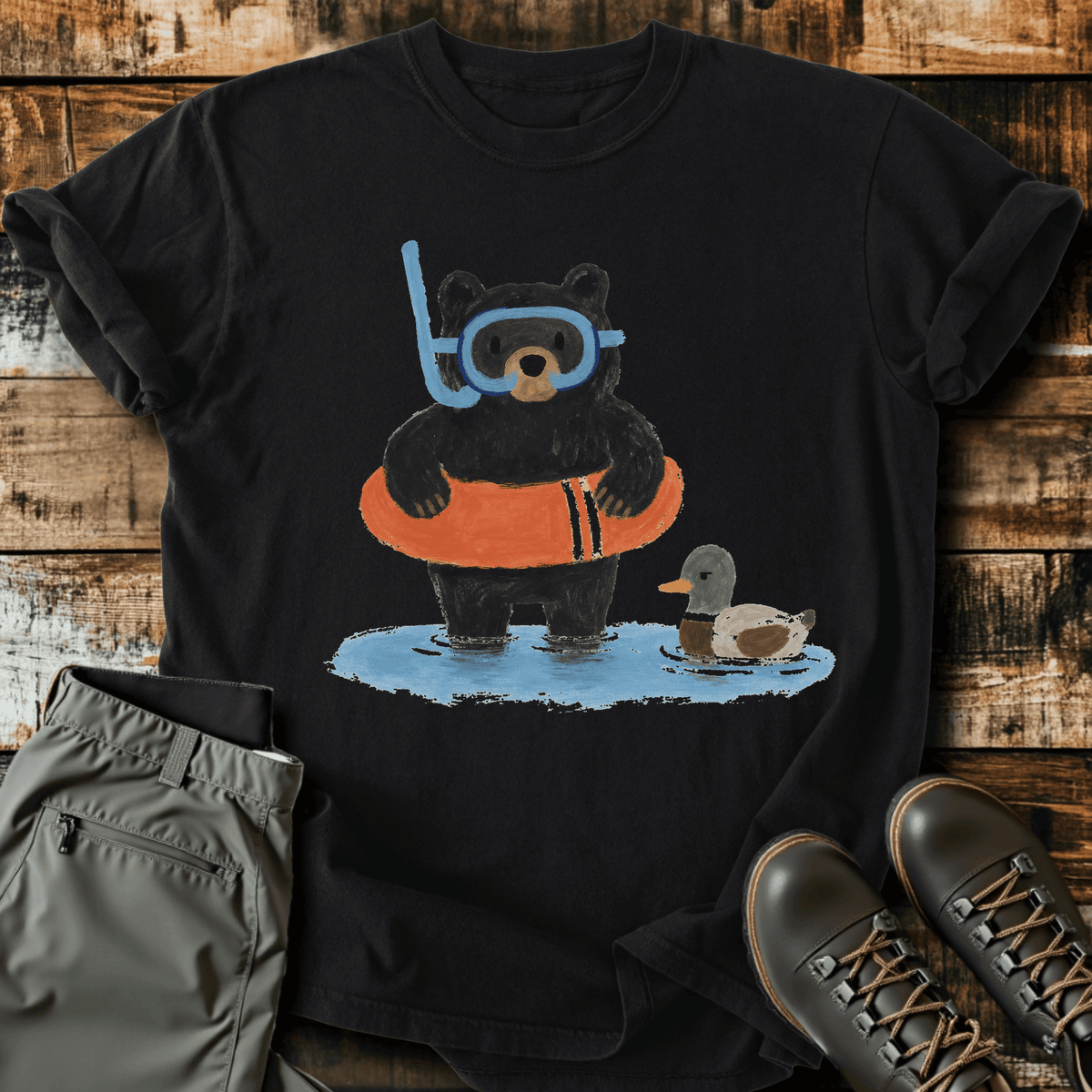 Bearly Floating T-Shirt Funny Hiking Shirt