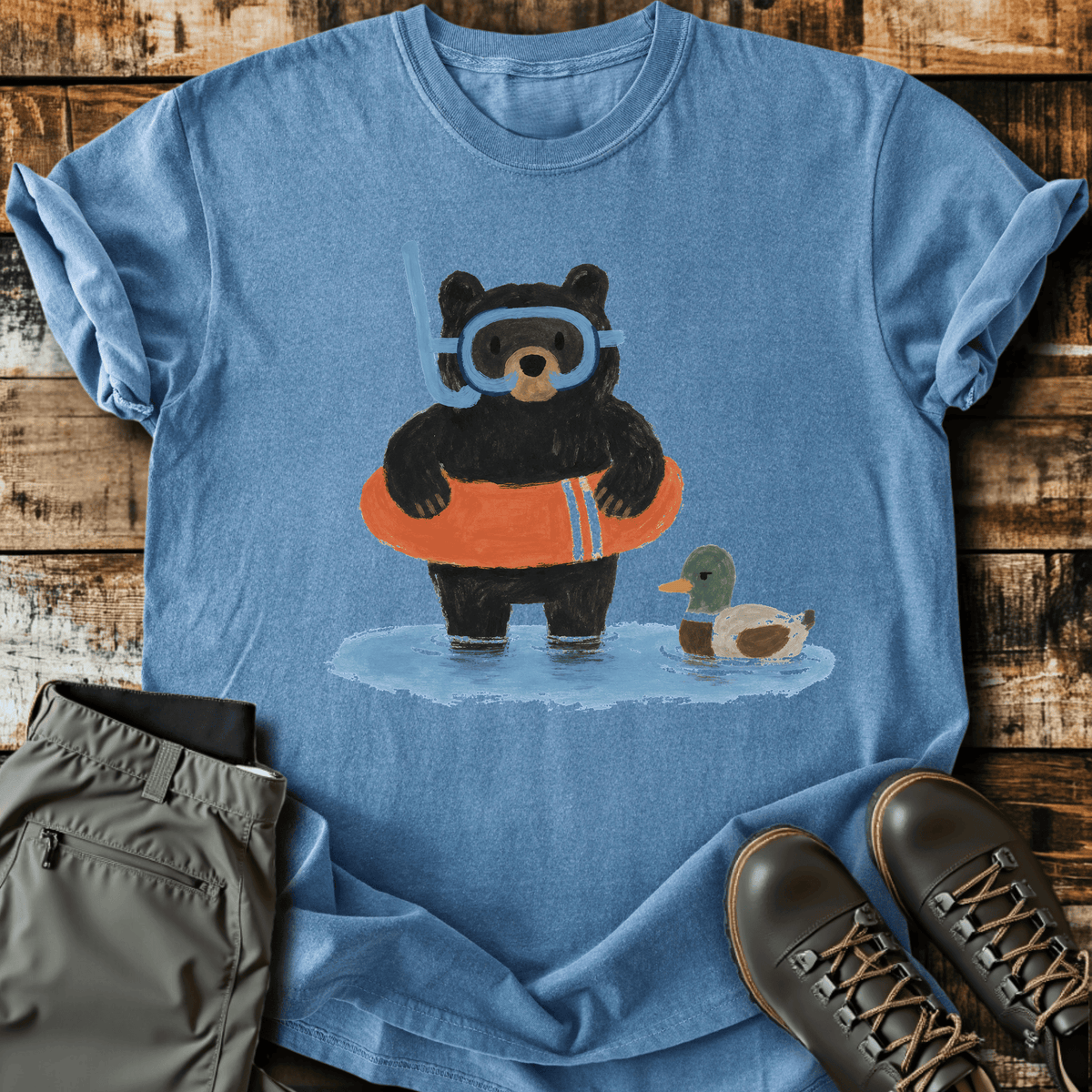 Bearly Floating T-Shirt Funny Hiking Shirt