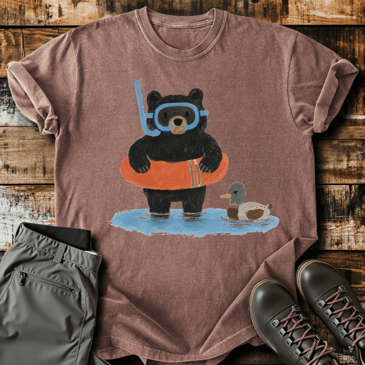 Bearly Floating T-Shirt Funny Hiking Shirt