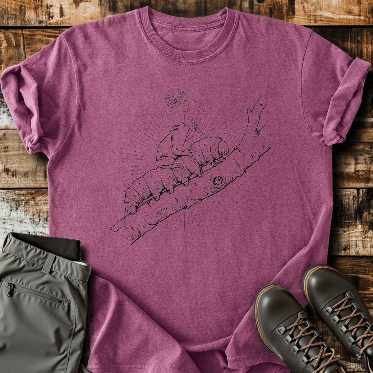 Frog Hitching A Ride T-Shirt - Funny Hiking Graphic Tee - Gift for Hikers - Unisex