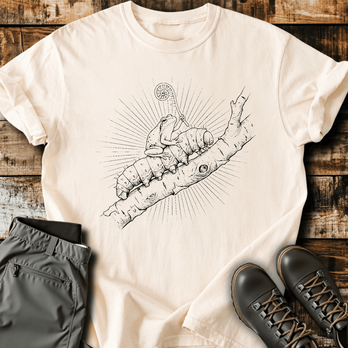 Frog Hitching A Ride T-Shirt - Funny Hiking Graphic Tee - Gift for Hikers - Unisex