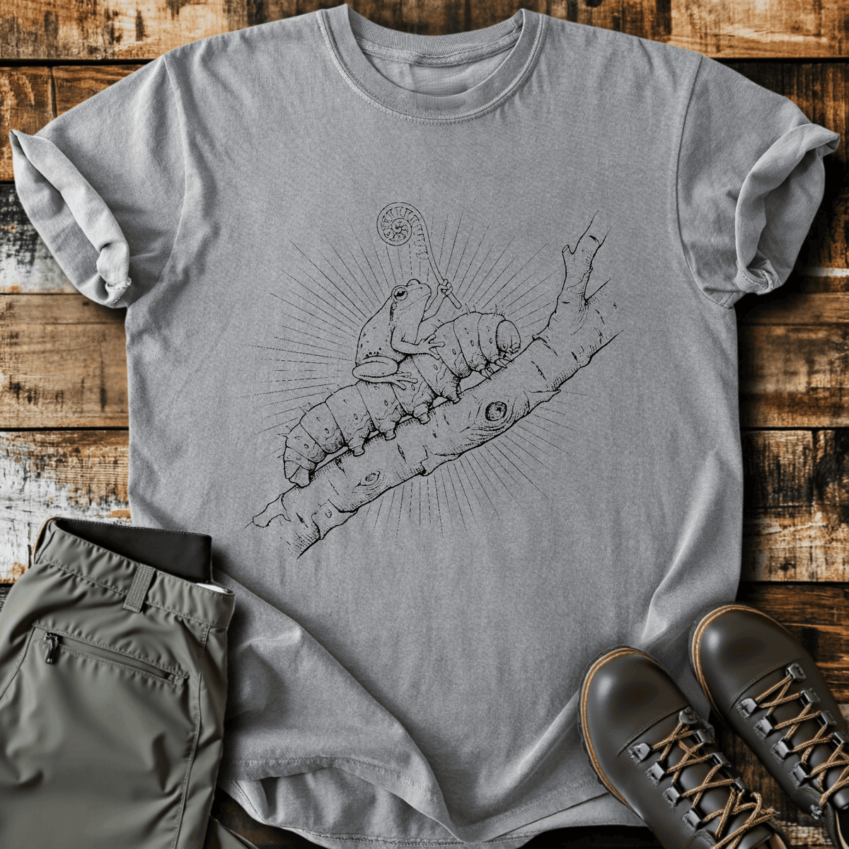 Frog Hitching A Ride T-Shirt - Funny Hiking Graphic Tee - Gift for Hikers - Unisex