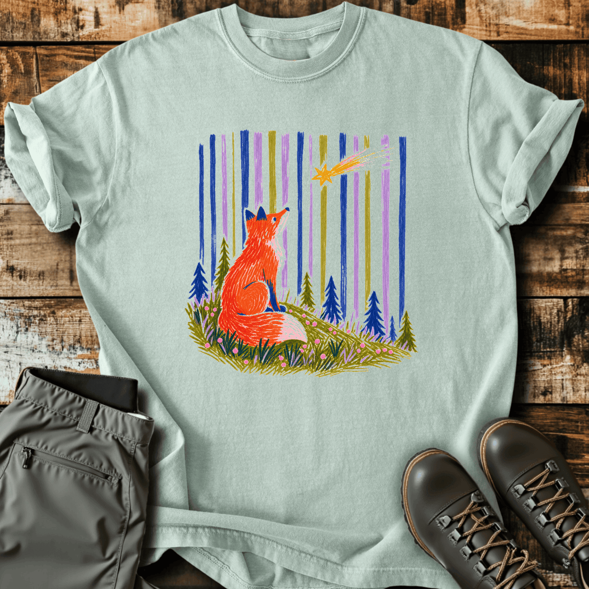 Fox Gazing T-Shirt - Funny Hiking Graphic Tee - Gift for Hikers - Unisex