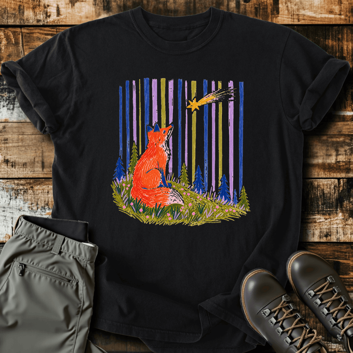 Fox Gazing T-Shirt - Funny Hiking Graphic Tee - Gift for Hikers - Unisex