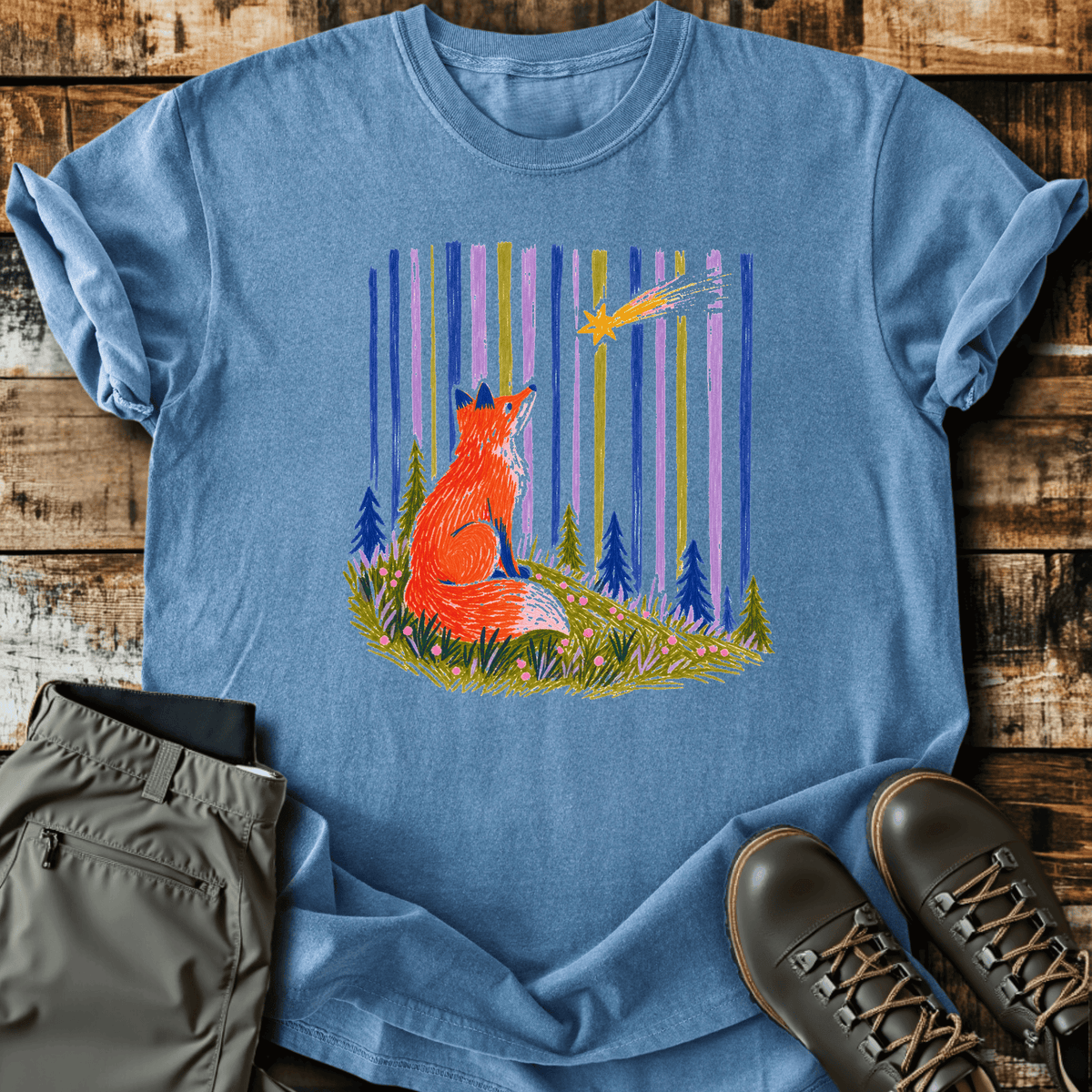 Fox Gazing T-Shirt - Funny Hiking Graphic Tee - Gift for Hikers - Unisex