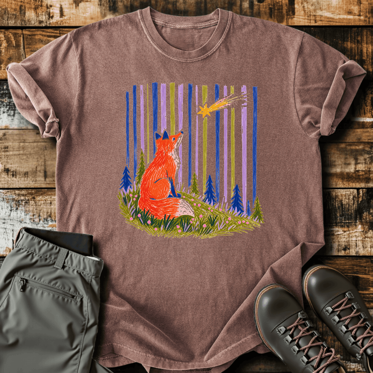 Fox Gazing T-Shirt - Funny Hiking Graphic Tee - Gift for Hikers - Unisex