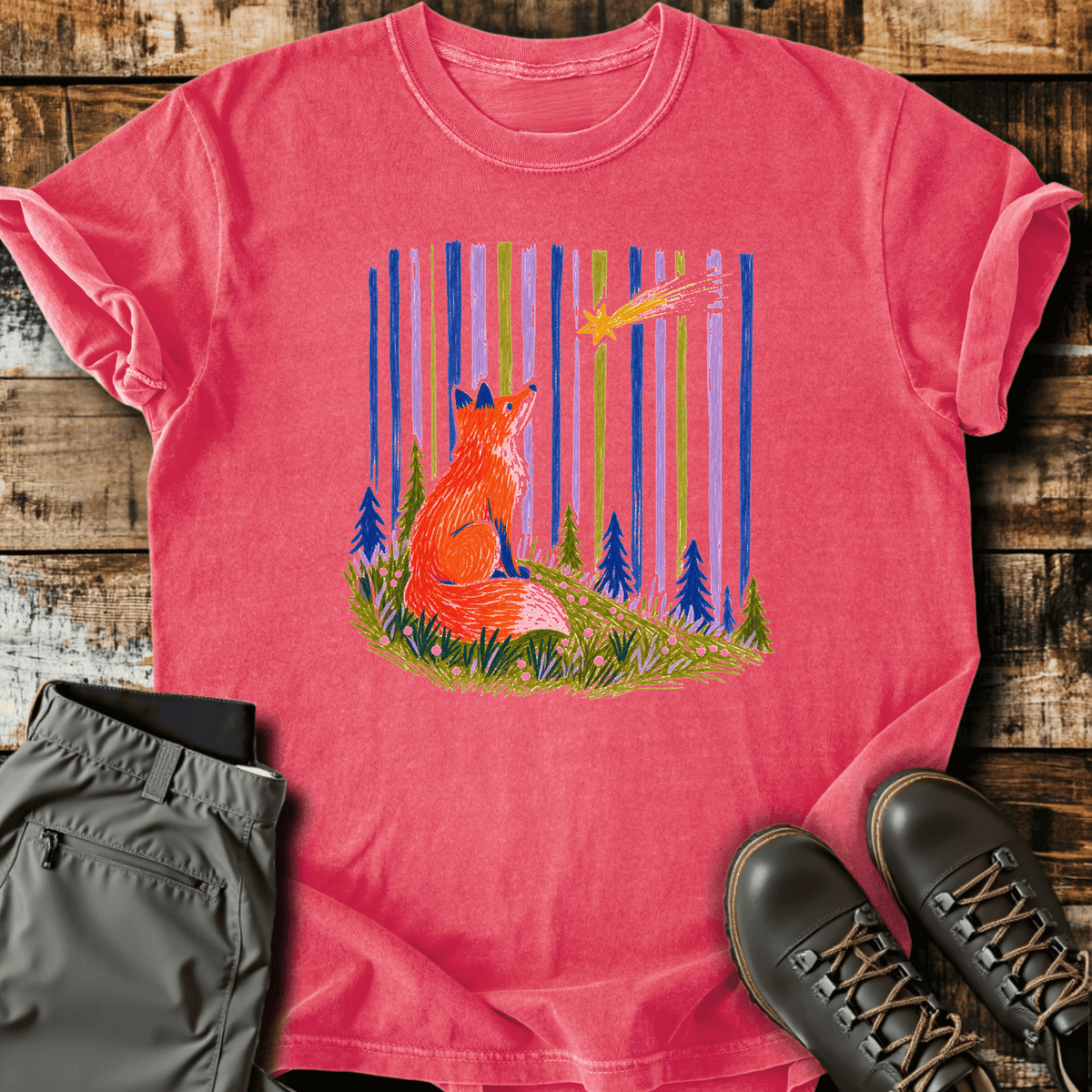 Fox Gazing T-Shirt - Funny Hiking Graphic Tee - Gift for Hikers - Unisex