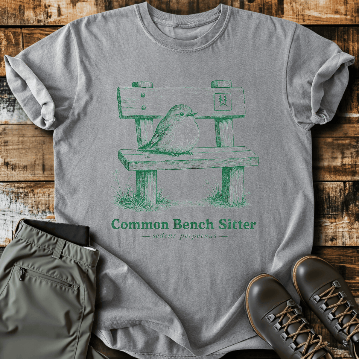 Common Bench Sitter T-Shirt - Funny Hiking Graphic Tee - Gift for Hikers - Unisex