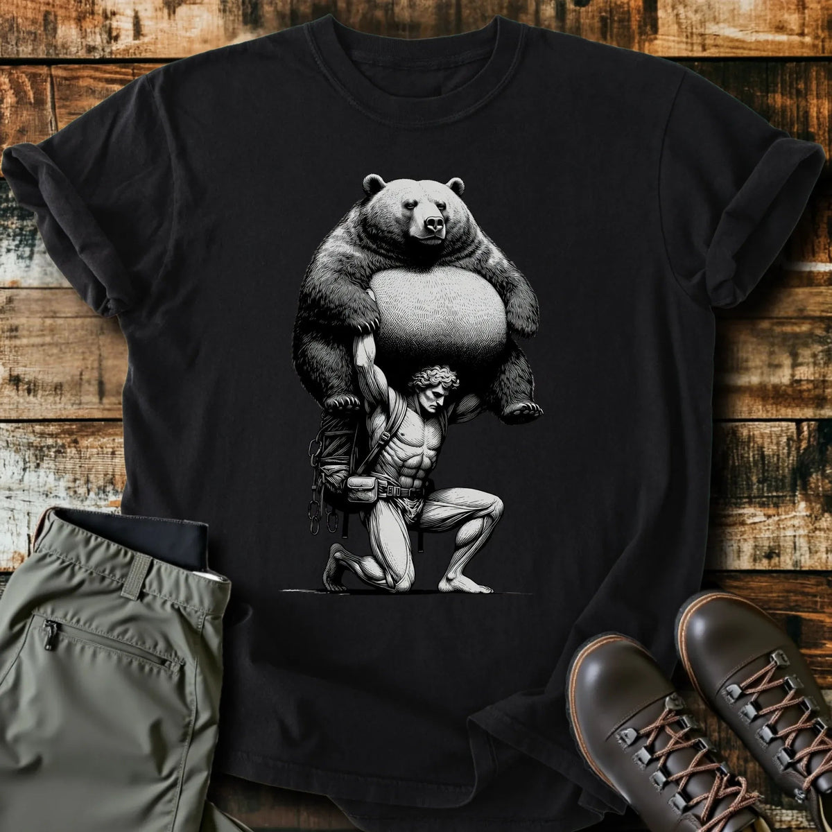 Bearly Strong Enough T-Shirt - Funny Hiking Graphic Tee - Gift for Hikers - Unisex