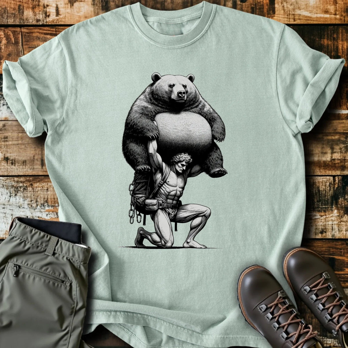Bearly Strong Enough T-Shirt - Funny Hiking Graphic Tee - Gift for Hikers - Unisex