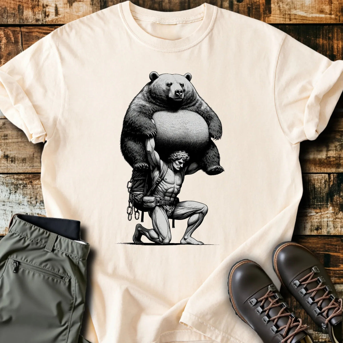Bearly Strong Enough T-Shirt - Funny Hiking Graphic Tee - Gift for Hikers - Unisex