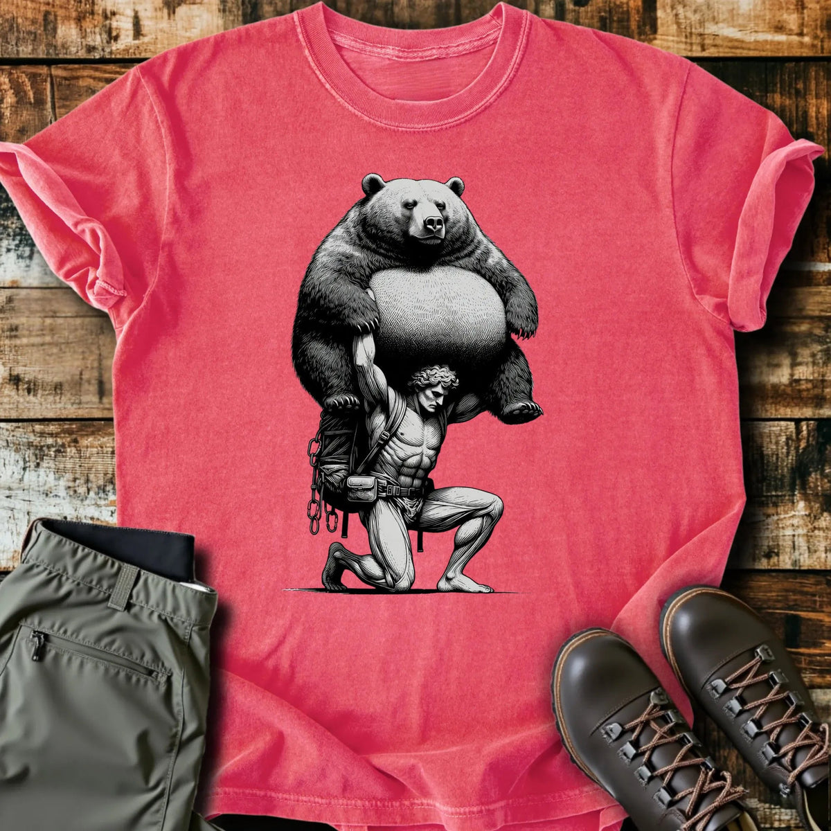 Bearly Strong Enough T-Shirt - Funny Hiking Graphic Tee - Gift for Hikers - Unisex