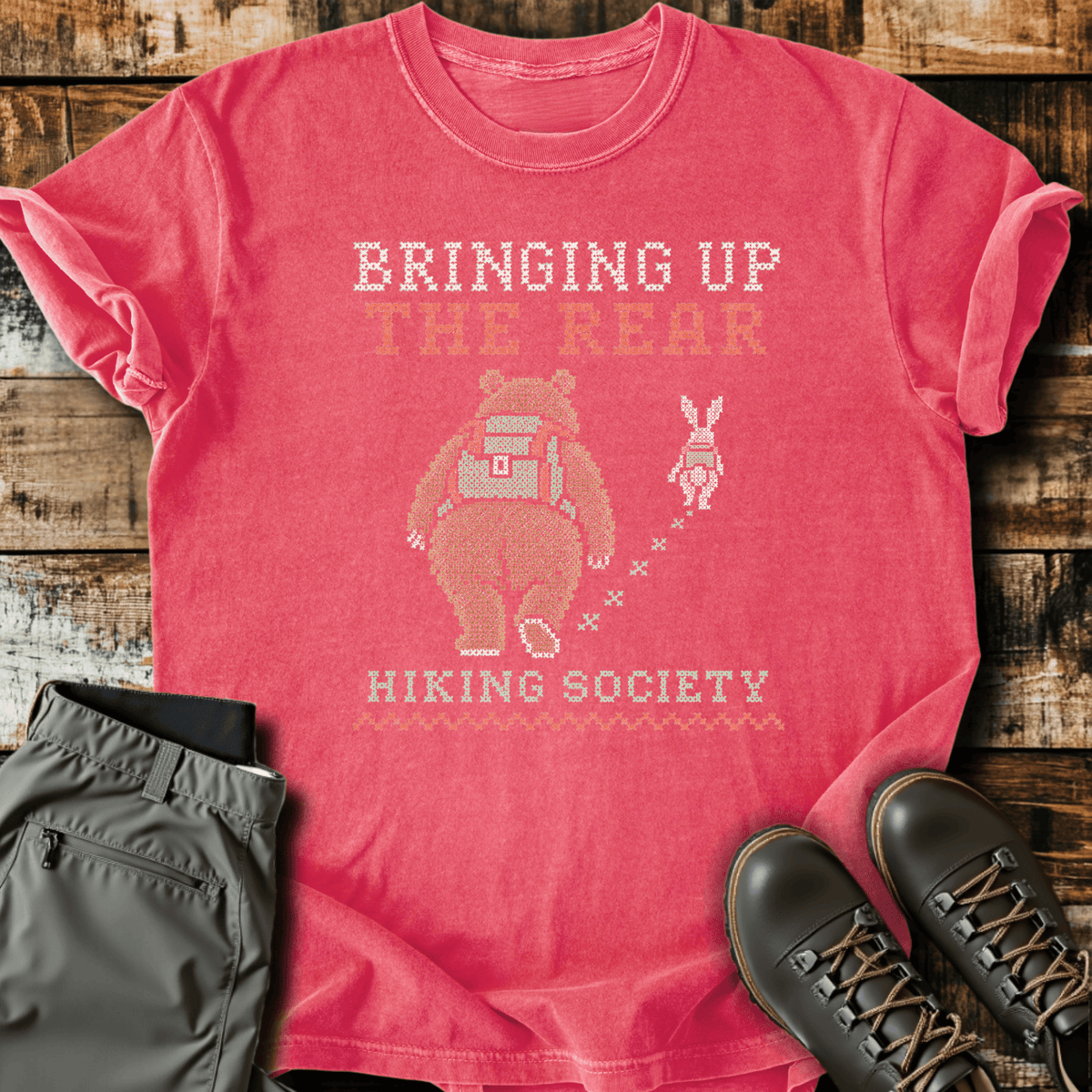 Bringing Up The Rear T-Shirt - Funny Hiking Graphic Tee - Gift for Hikers - Unisex