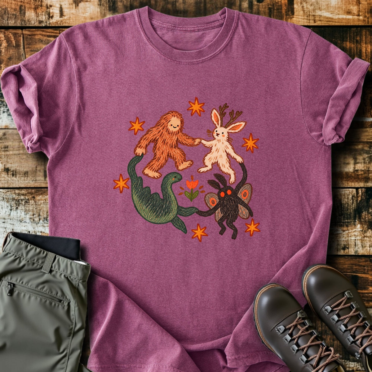 Cryptid Friends T-Shirt Funny Hiking Shirt