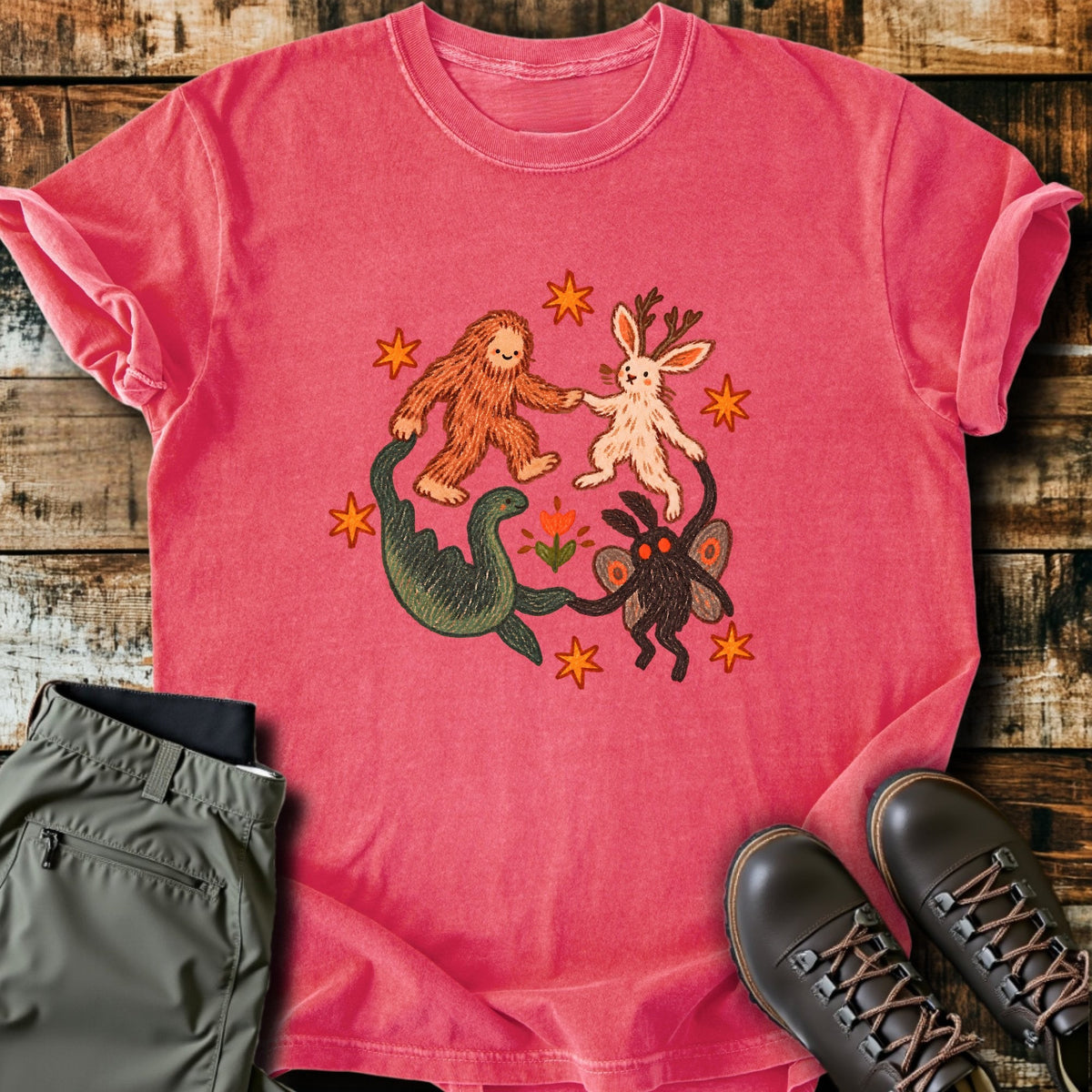 Cryptid Friends T-Shirt Funny Hiking Shirt